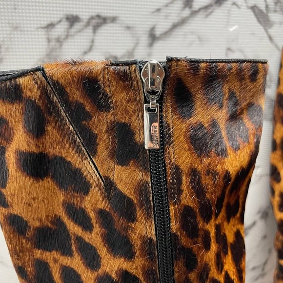 SCHUTZ LEOPARD JUNGLE LEOPARD BOOT HEELS MIRYANNA SZ 6.5B - Picture 2 of 7